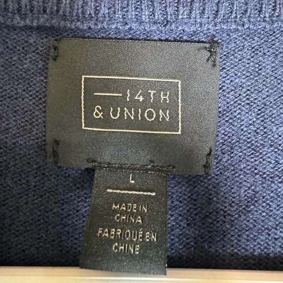 14th & Union Men’s Navy Quarter‎ Zip Cashmere Blend Sweater Size Large - Picture 4 of 4